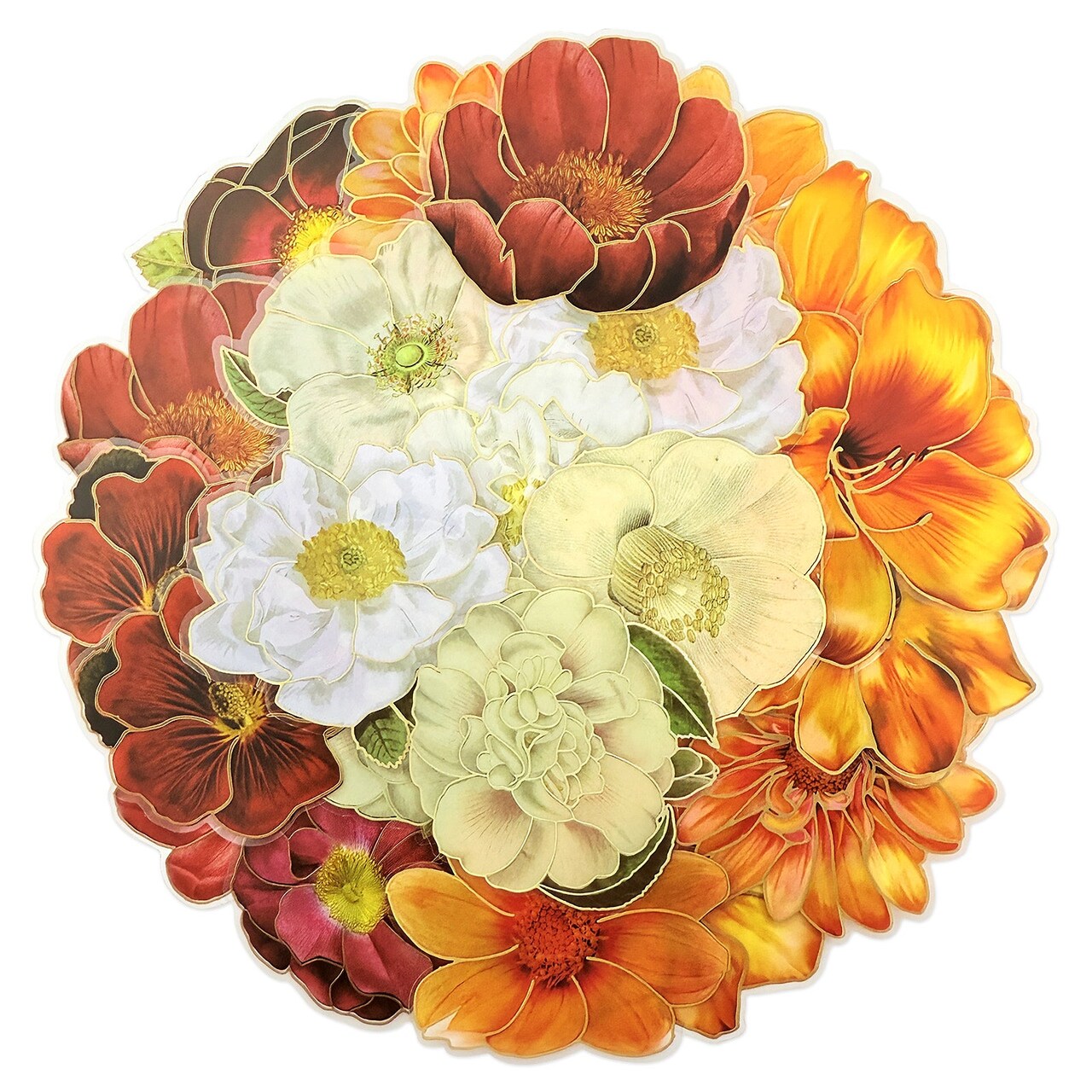 Wrapables PET Floral Stickers with Holographic Outlines for Scrapbooking, Stationery, Journaling, Diary, Card Making Water Bottles, Phones, Laptops (Set of 3), Poppies